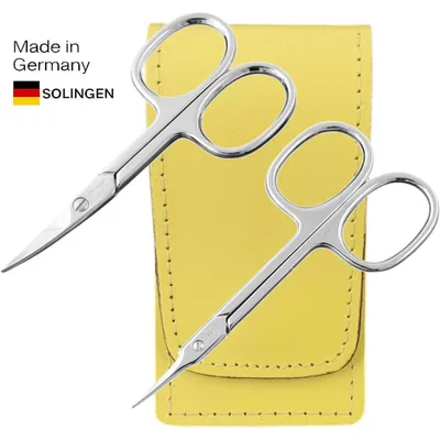 Produktbild von Solingen Nagelscheren Set mit Turmspitz-Schere & Echtleder Etui Germany Gelb
