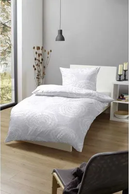 Produktbild von Hahn Baumwoll Premium Baumwoll Seersucker Kreise Türkis Weiß Grau, 155 x 220 cm + 80 x 80 cm Grau