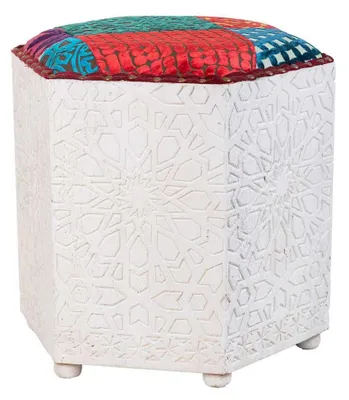 Image de Tabouret blanc, pour jardin, fabriqué à la main