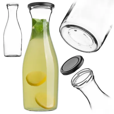 Glaskaraffe 1 l mit Schraubverschluss, nachfüllbar, transparent