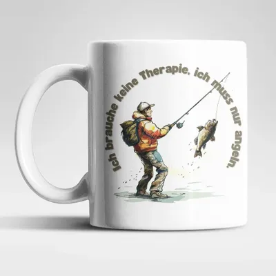 Produktbild von Angler Fischer Therapie Kaffeetasse Teetasse Tasse Geschenkidee 325 ml