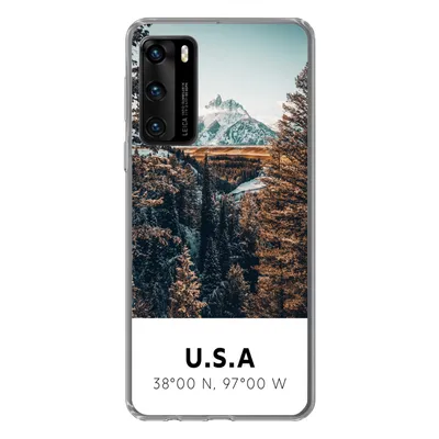 Produktbild von MuchoWow® Handyhülle Schutzhülle Hülle für Huawei P40 Amerika - Berge - Bäume Silikon Softcase Handy Hülle - Handytasche