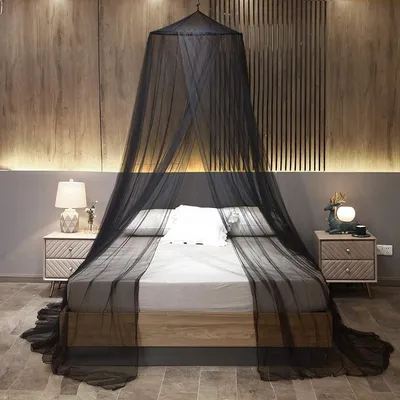 Image de Solidchoice - Moustiquaire pour lit - Moustiquaire en forme de tente pour lit double et lit bébé - Noire, ronde