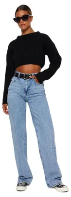 Immagine prodotto di Jeans da donna Trendyol, modello a gamba dritta e ampia, vita alta