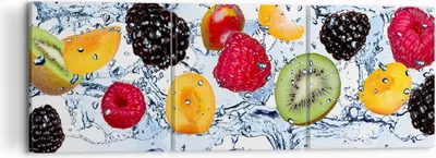 Produktbild von Bild auf Leinwand - Leinwandbild - Wasser Früchte frisch Essen - 120x40cm - Wand Bild - Wanddeko - Leinwanddruck - Bilder - Kunstdruck - Wanddekoration - Leinwand bilder - Wandkunst - CA120x40-2675