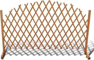 A wooden lattice fence on a white background.