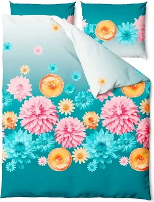 Produktbild von Bettwäsche, Baumwollsatin, hohe Qualität 200x220 Blossom Türkis, Blumen