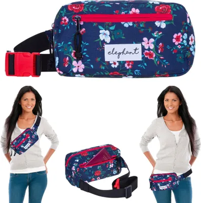 Produktbild von Bauchtasche Damen Hüfttasche Crossbag Elephant Travel Gassi Gürteltasche Waist Bag Fahrrad Outdoor Tasche ebike Elephant 13021 Blue Flower Blau