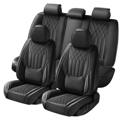 Immagine prodotto di Coprisedili per auto - Set di coprisedili - Rivestimenti per sedili - Coprisedili - Protezioni per sedili auto -  nera (PU)