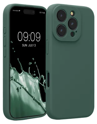 Produktbild von kwmobile Handyhülle für Apple iPhone 16 Pro Hülle - gummierte Handy Silikon Case für iPhone 16 Pro - Schutzhülle Cover - Tannengrün