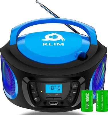 Produktbild von KLIM Boombox Radio mit CD Player - FM-Radio, CD Spieler Bluetooth, MP3, USB, AUX - Inklusive wiederaufladbaren Akkus - schwarz