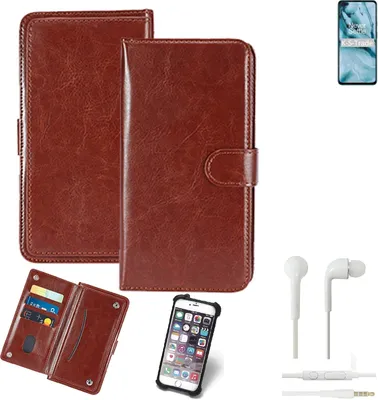 Produktbild von K-S-Trade 360° Hülle kompatibel mit Nokia C3 inkl. Headphones braun Kunstleder Case BookCase WalletCase Kunstlederederhülle Handyhülle,