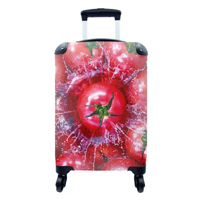 Produktbild von MuchoWow® Koffer Handgepäck Trolley Rollkoffer Kleine Reisekoffer mit 4 Rollen - Tomate - Wasser - Rot - Cabin Size < 55x40x23 cm & 55x40x20 cm - Fotokoffer - Kabinenkoffer - Boardgepäck - Reise-Box - Reisekoffer - Reisegepäck - Koffer mit Bild - Trolley für Kinder
