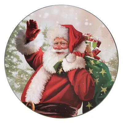 Produktbild von Clayre & Eef Unterteller Ø 33 cm Rot Grün Melamin Weihnachtsmann