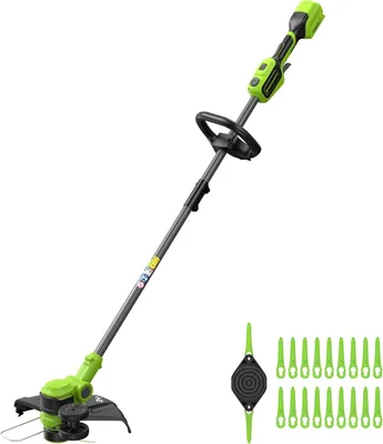 Produktbild von Greenworks 24V Akku-Rasentrimmer 33 cm Schnittbreite, 90° dreh- & neigbarer Motorkopf, inkl. Fadenspule & 20 Kunststoffklingen, ohne Akku & Ladegerät