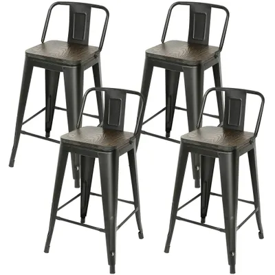 Produktbild von 4er set Barhocker Metall mit Lehne Barstuhl Tresenhocker Küchenhocker Bistrohocker