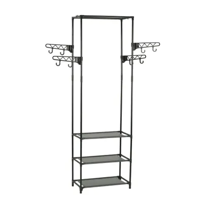 Produktbild von vidaXL Věšák na kabáty z oceli a vlny 55x28,5x175 cm černý