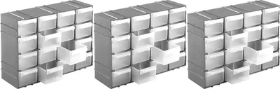 Image de Boîte de tri pour petites pièces - 16 compartiments - Argent - 22 x 15 x 8 cm