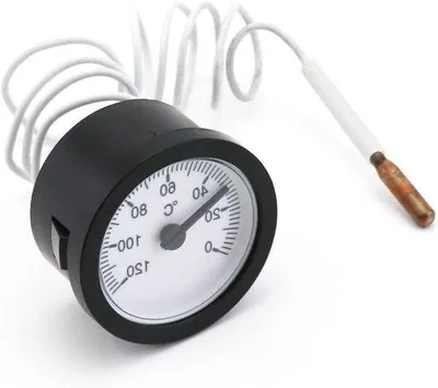 Image de Thermomètre à sonde capillaire pour chaudières et systèmes de chauffage, 0-120 °C