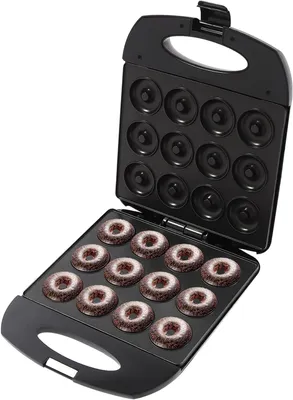 Productafbeelding van Donut Maker Elektrisch - Apparaat - Zelf Bakken - Dubbelzijdig Verwarmen - 12 Donuts - Zwart Zilver