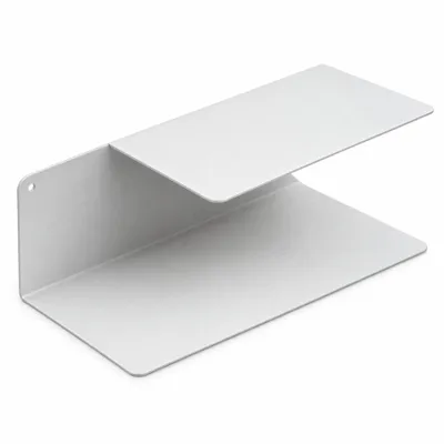 Produktbild von Wandregal aus Metall, 2 Ebenen, 24/38,5 x 14,5 x 14 cm, links – weiß