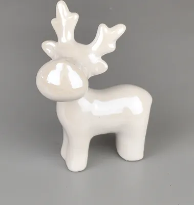 Produktbild von Dekofigur aus glänzender Keramik, weiß Perle, 7 cm hoch, 10 cm breit
