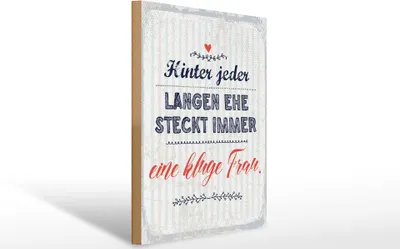Produktbild von Holzschild Hinter jeder langen Ehe steck immer kluge Frau, 40x30 cm, Holzschilder Spruch Glück Weisheit