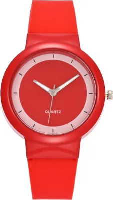 Produktbild von Happiness Uhr für Damen - Stilvolle rote Armbanduhr mit Silikonband KP12405