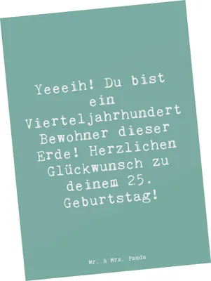 Produktbild von Mr. & Mrs. Panda Postkarte Spruch 25. Geburtstag - Meeresbrise - Geschenk, Erdenbewohner, bildkarte, Herzlichen Glückwunsch, Grußkarte, Ansichtskarten, Happy Birthday