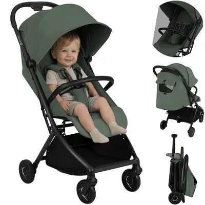 Zdjęcie produktu dla Wózek Lionelo Sia – ultralekki (5,9 kg), kompaktowo składany (18 x 51 x 49 cm), składany jedną ręką, UPF50+, koła ER, fotelik Dri-Seat, zestaw akcesoriów – zielony