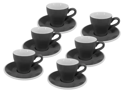 Produktbild von 6-teiliges Set - Pressotasse mit Untertasse Milano, 75 ml, grau