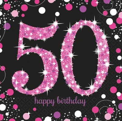 Produktbild von amscan Servietten Sparkling Celebration 50 schwarz/pink 33x33cm 16 Stück