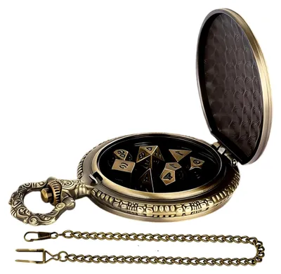 Produktbild von Mini-Würfelspiel – Kompaktes Set mit 7 Teilen, Zinkspielwürfel, Rollenspiel-Sammlung mit Aufbewahrung in einem Taschenuhrgehäuse | Metallspielzeug für Gesellschaftsspiele