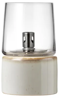 Olielamp aus Steingut und Glas, 14 cm, creme