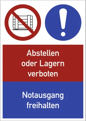 Produktbild von Dreifke® Schild Notausgang freihalten ..., Kombischild, Alu, 262x371 mm