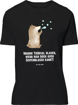 Produktbild von Mr. & Mrs. Panda Tshirt Bär Seifenblasen - Schwarz - Geschenk, T-Shirt, Lustig Sein Glücklich Traurig Happy, Teddy, Oversize, Lustiges, Shirt