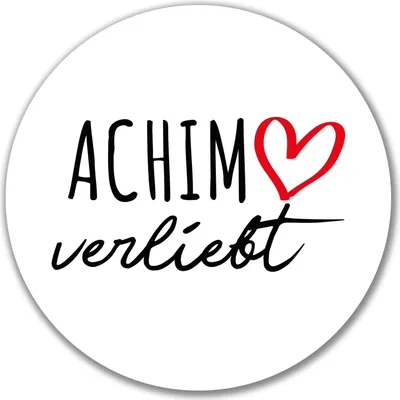 Produktbild von Huuraa Aufkleber Achim verliebt 10cm rund Sticker Geschenkidee