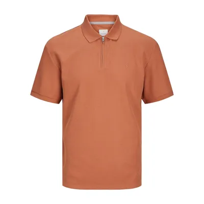 Productafbeelding van JACK & JONES Heren JPRCCJOHNNY Polo met halve rits, korte mouwen, model SN, kleur: Sunburn