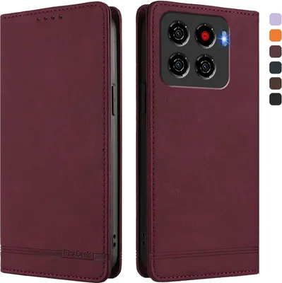Immagine prodotto di Custodia per ZTE Blade A56, custodia retro in Finto cuoio con supporto e slot per carte di credito Rosso