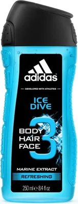 Image de 12x 250ml adidas gel douche 3en1 cheveux corps visage savon liquide sport