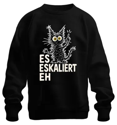 Zdjęcie produktu dla Bluza z nadrukiem "Kotek szaleje. Zabawne. Sarkastyczne." Kolor: czarny. Rozmiar: L