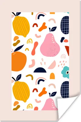 Produktbild von MuchoWow® Poster Pastell - Obst - Zitrone - Lebensmittel 120x180 cm - Kunstposter