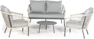 Produktbild von SunnySmart Seaside Loungegruppe Sitzgruppe für Garten Inklusive Kissen hellgrau