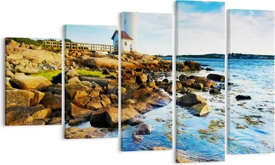 Produktbild von Bild auf Leinwand - Leinwandbild - Leuchtturm Ufer Wolke Landschaft - 100x60cm - Wand Bild - Wanddeko - Leinwanddruck - Bilder - Kunstdruck - Leinwand bilder - Wandkunst - EG100x60-2973