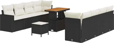 Immagine prodotto di vidaXL Set di divani da giardino con cuscini 12 pezzi Nero e crema in poly rattan