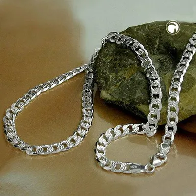 Produktbild von Kette 5,6mm flache Panzerkette mit Muster Silber 925 55cm