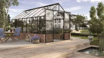Obrázek produktu pro Skleník Vitavia Cassandra 11500 skleněný 3 mm 257 x 448 cm černý