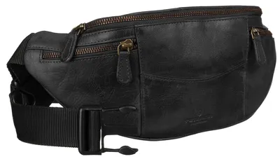 Obrázek produktu pro Peterson pánská kožená ledvinka černá 33 cm 3 kapsy