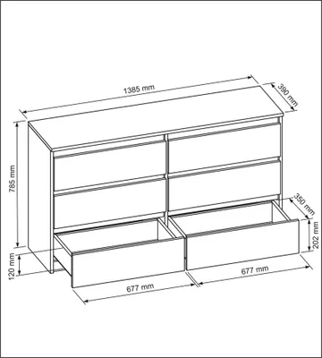 Produktbild von Große Kommode 140 cm mit 6 Schubladen und viel Stauraum
