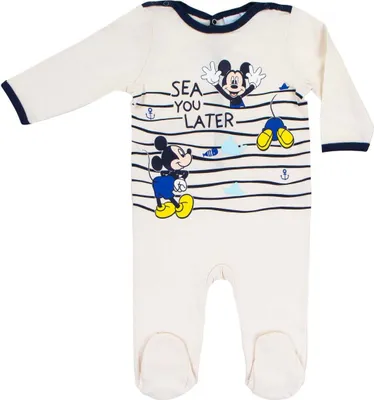 Immagine prodotto di Pagliaccetto Disney Mickey Mouse per neonati, costume intero per neonati bianco panna 6 mesi